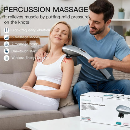 MEGAWISE Cordless Back Massager for Shoulders, Waist, Legs, Silver