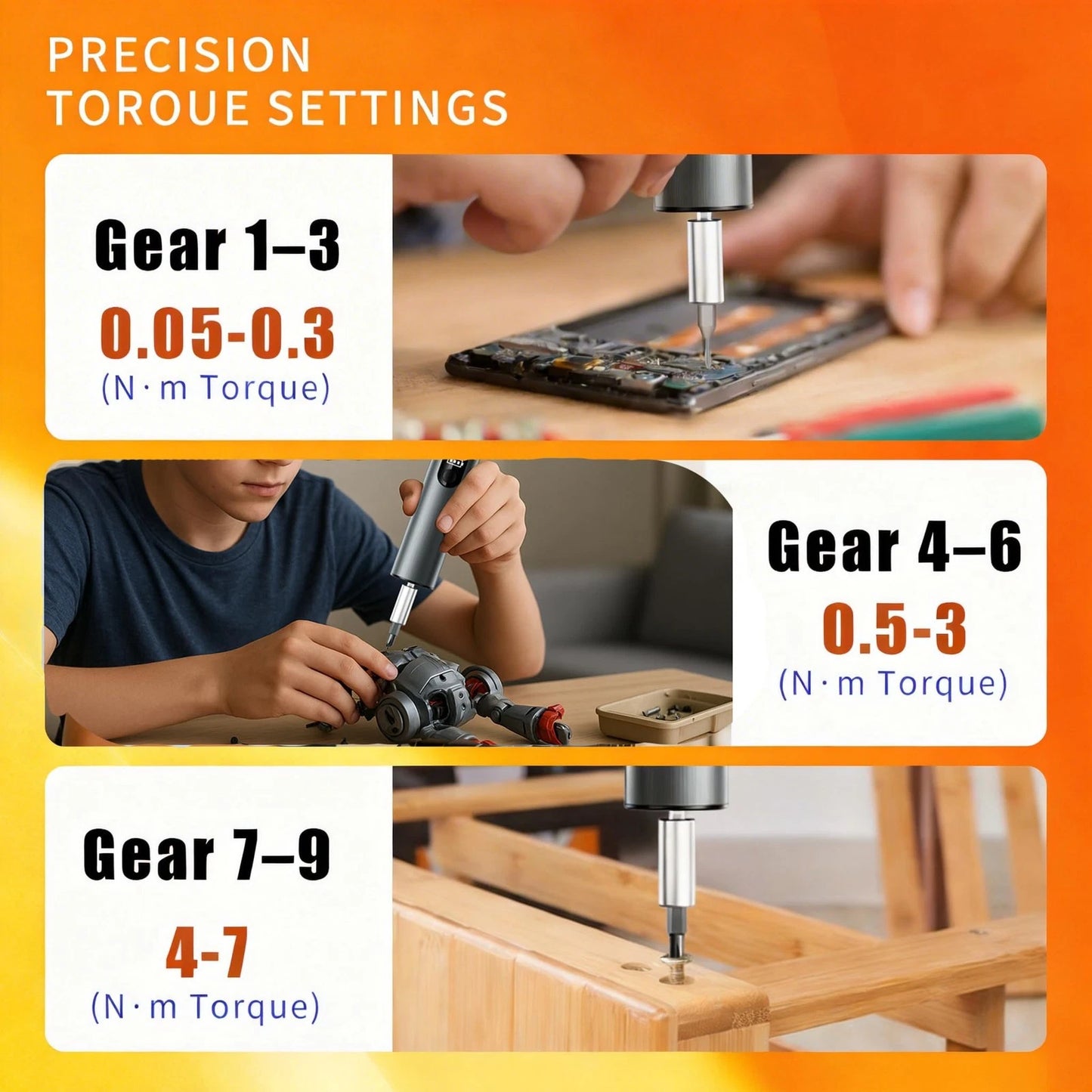 Professional Electric Screwdriver Set with Magnetic Wristband-Multi-Size Grey