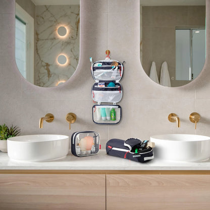 Toiletry Bag Kit Set: Hanging Travel 10 inches x 7 x 1-3 inches, Navy