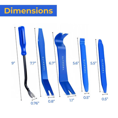 Tresalto Auto Trim Removal Tool Kit - 5 Piece Set for Dash, Door 5 Pack, Blue