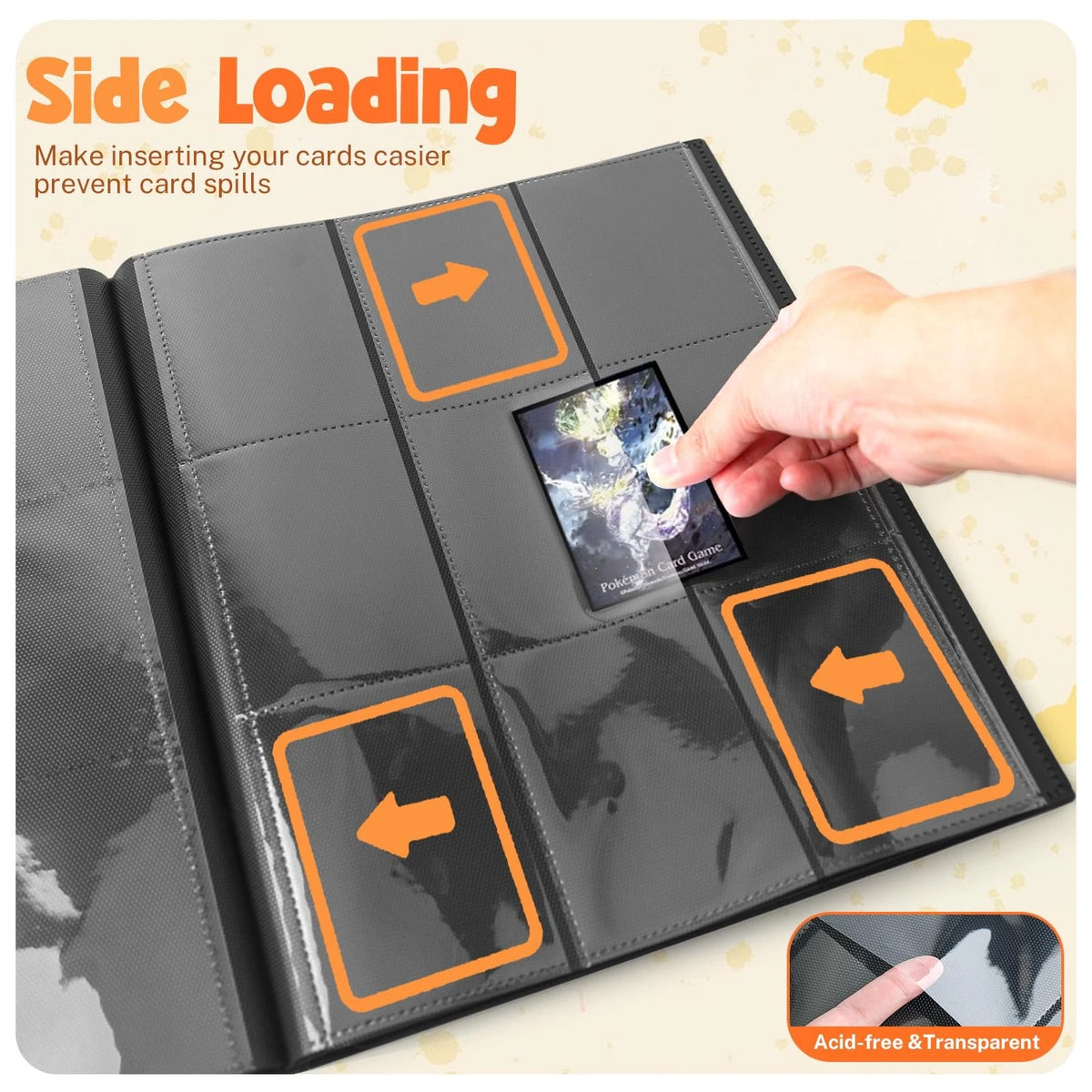 Card Binder, 9 Pocket Trading 12.5 inches x 9.65 x 0.5 inches, Black