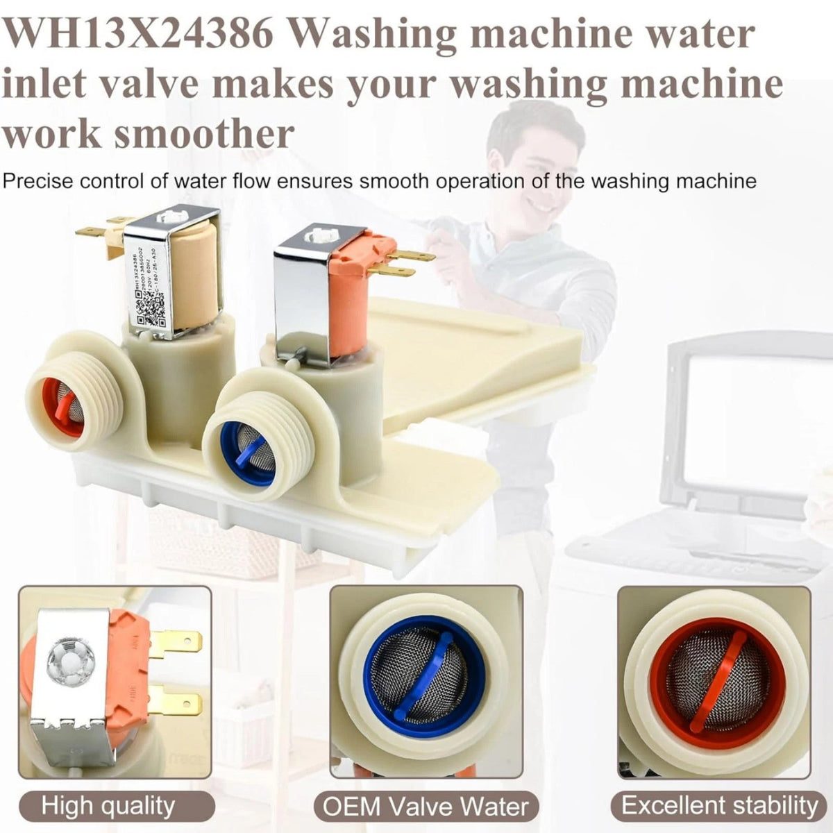 Professional WH13X26535 Water Inlet Valve Component For GE VTW525ASR Washer