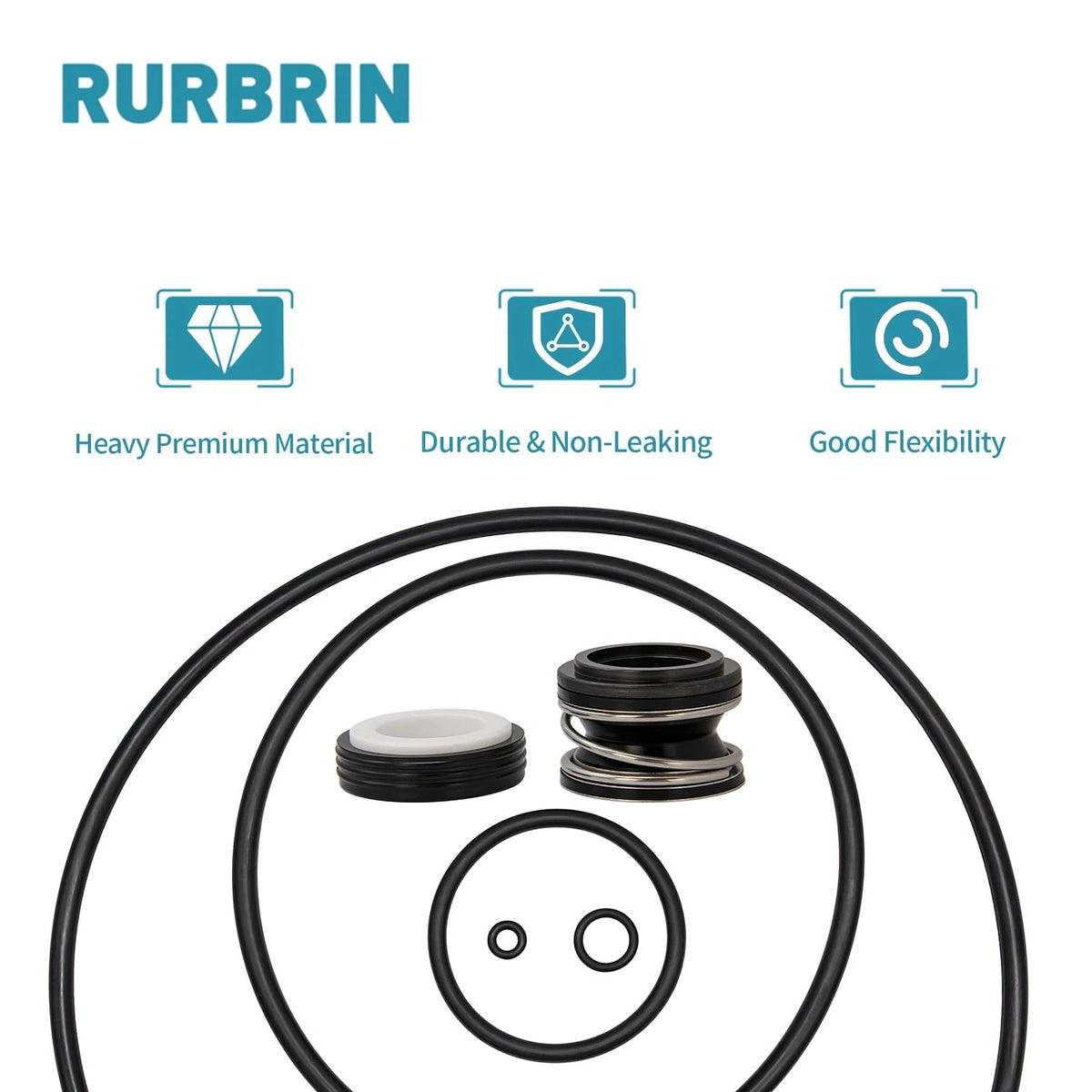 RURBRIN PS-201 Shaft Seal & O-Ring (1set)PS-201 Rebuild Repair 79 Kit, Black