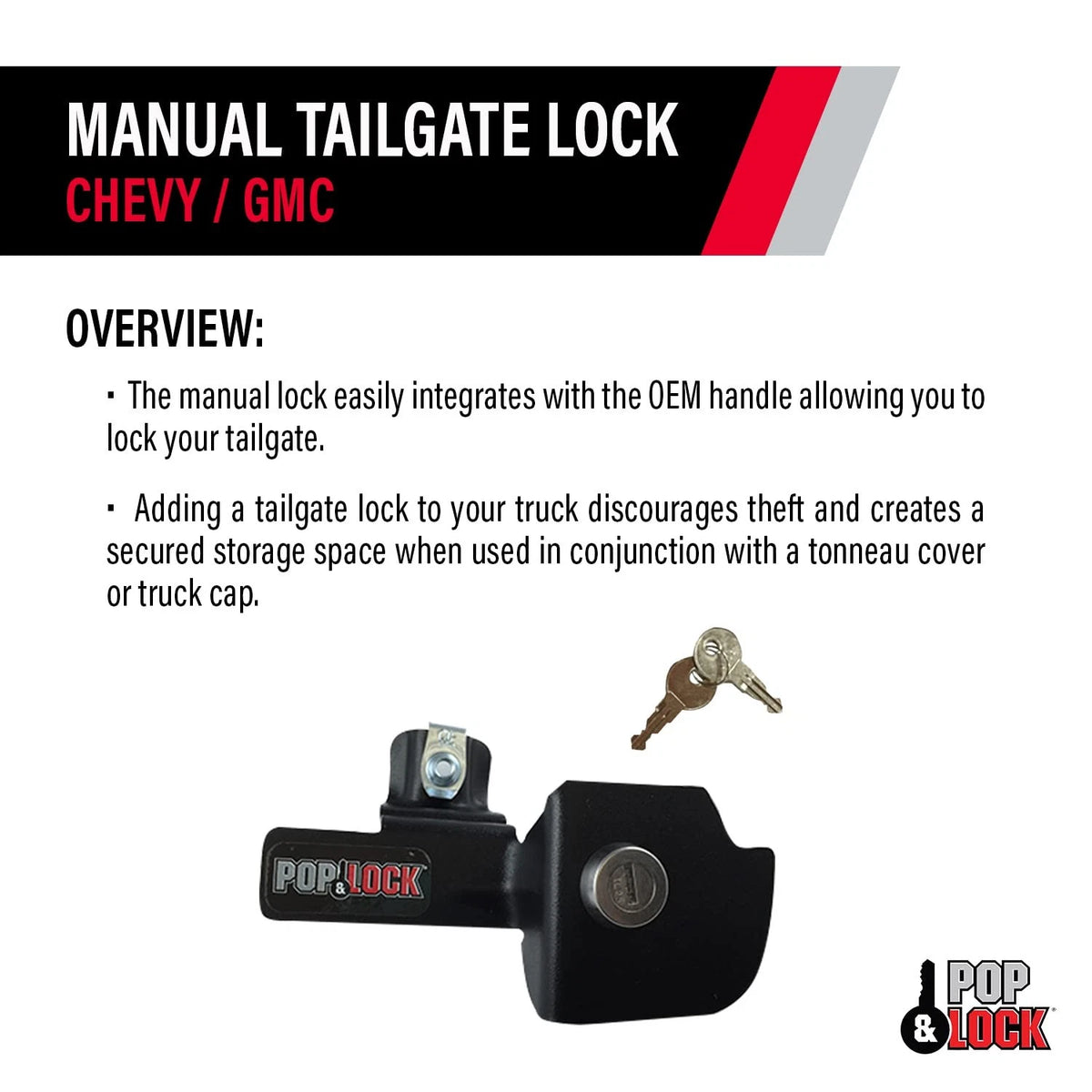 Pop & Lock – Manual Tailgate for Chevy Silverado and GMC Sierra, Black