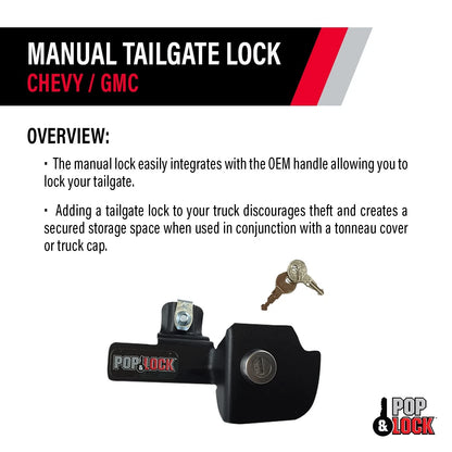 Pop & Lock – Manual Tailgate for Chevy Silverado and GMC Sierra, Black