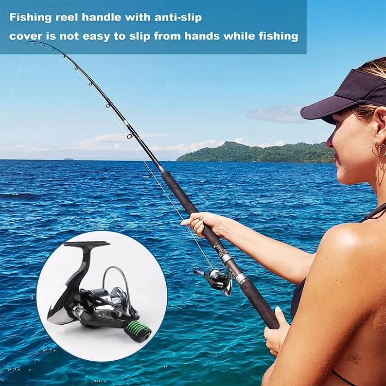 Fishing Reel Replacement Handle with Black Handles & Fish-shaped Knob Covers
