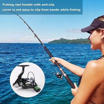 Fishing Reel Replacement Handle with Black Handles & Fish-shaped Knob Covers