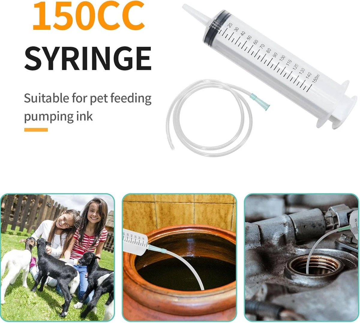150ml Large Syringe ,Plastic with 40 Inches Plastic Tubing for...