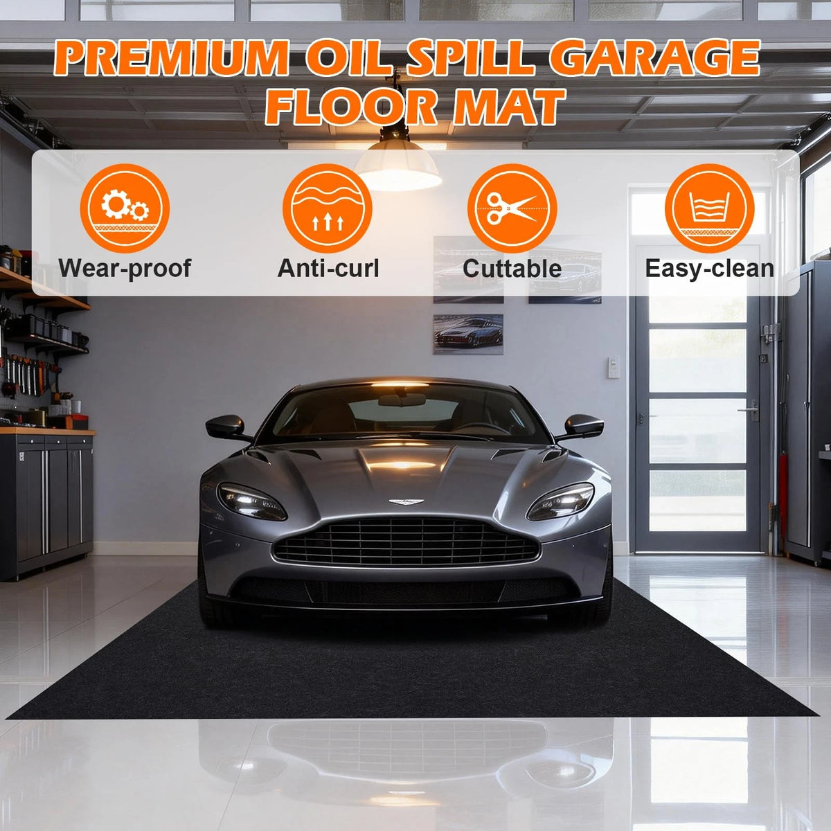 Grefinity Garage Floor Mat，8.2’x 22' Oil Spill Mat 8.2’x 22', Charcoal Gray