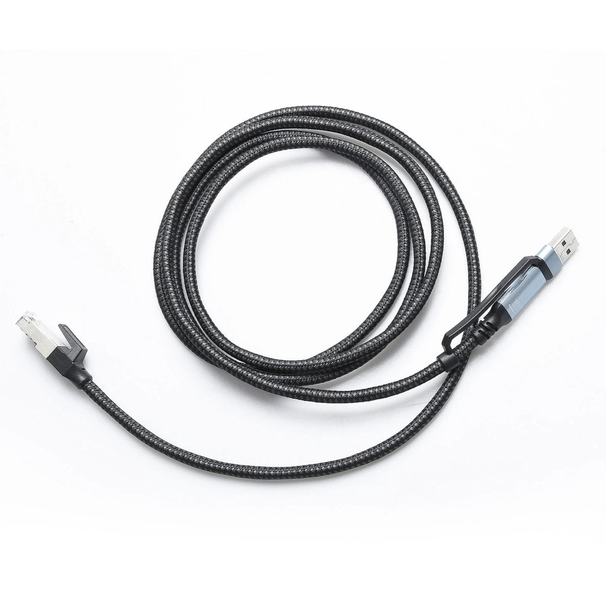 Aluminum 2-in-1 Ethernet Cable USB-A/Type-C to RJ45 100Mbps 1.8M Braided for PC