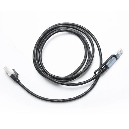 Aluminum 2-in-1 Ethernet Cable USB-A/Type-C to RJ45 100Mbps 1.8M Braided for PC