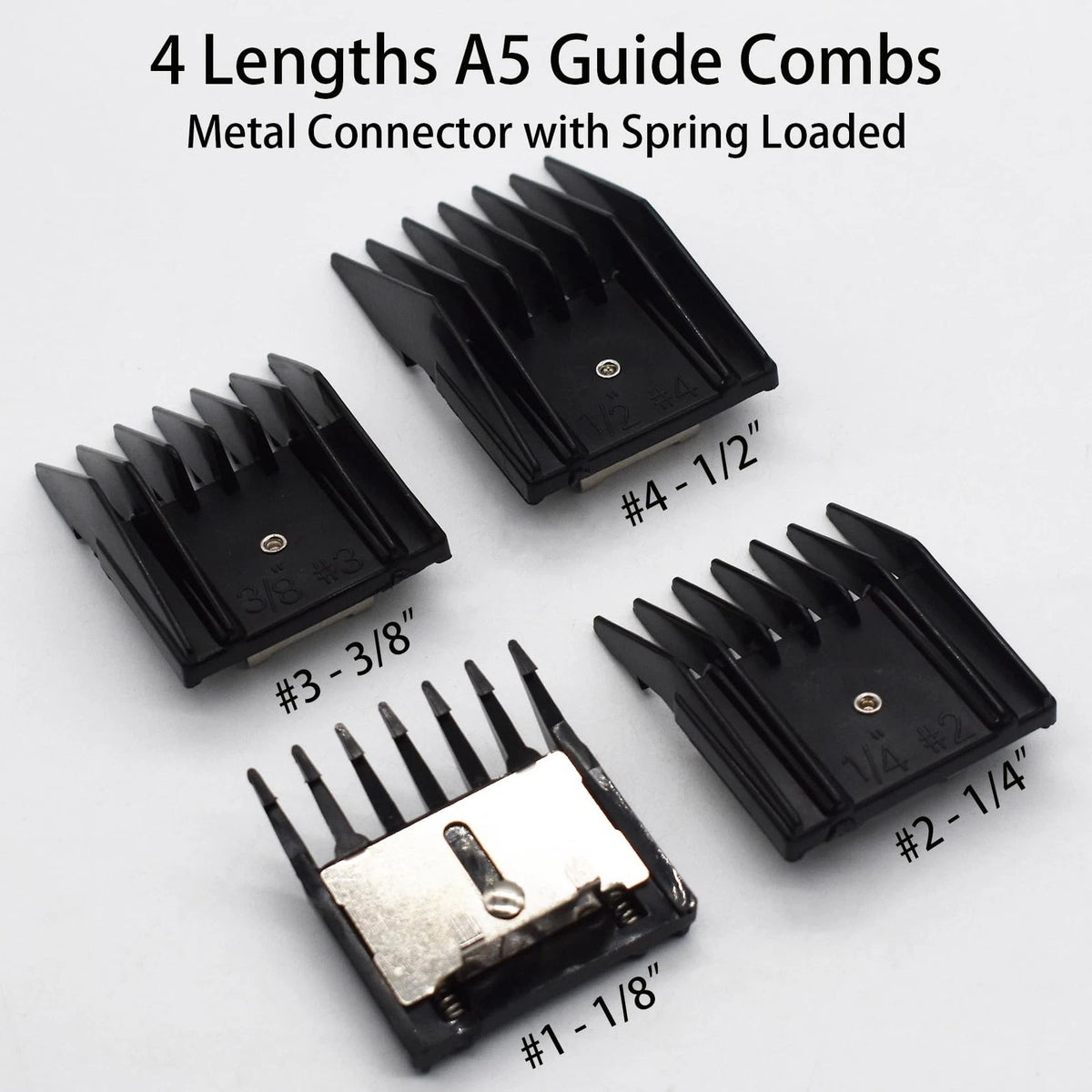 4 Pieces Professional A5-Style Animal Clipper Attachment Guard Guide Black