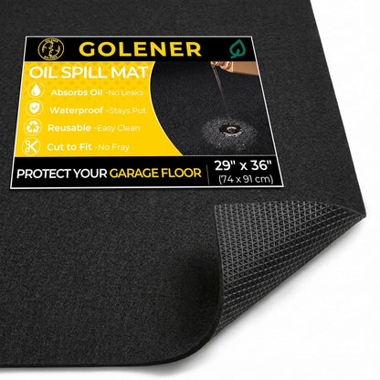 Golener Oil Spill Mat - Garage Floor Mat, 2'5" x 3' (Rectangular), Black