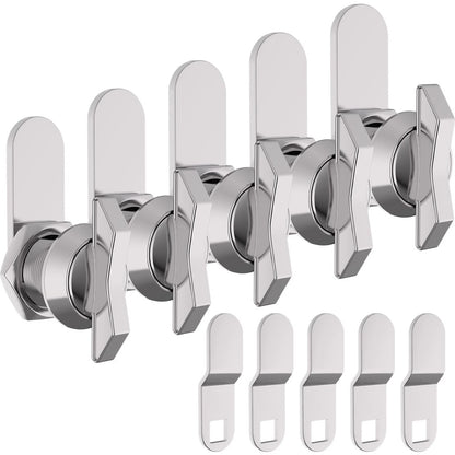 BEBOBLY 5/8 Inch Thumb Operated Offset Cam Lock, 5Pcs Keyless Silver
