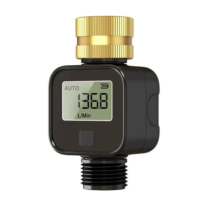 Water Flow Meter Digital 3/4 GHT For Outdoor Hose 99999L Total Flow LCD Screen