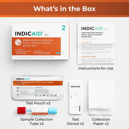 INDICAID Immunochemical Fecal Occult Blood 1 Count (Pack of 2), White, Orange