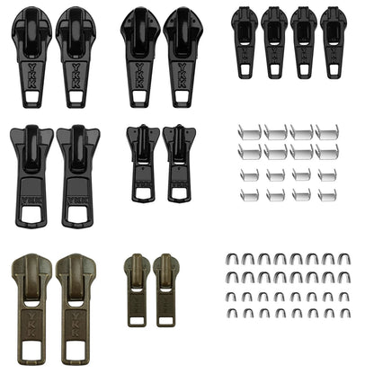 Zipper Repair Kit for YKK Metal, Molded Vislon & Coil Zippers, 16 Pcs