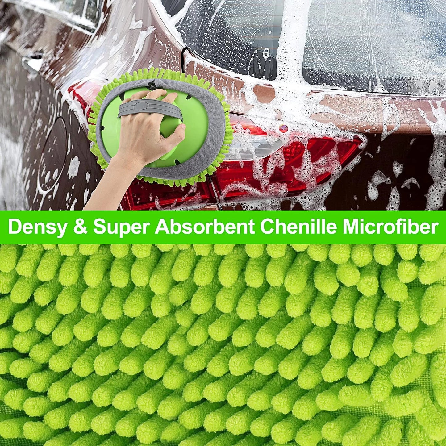 Stemni Car Wash Kit, 62'' Brush with Long Handle, 62 inches, Green