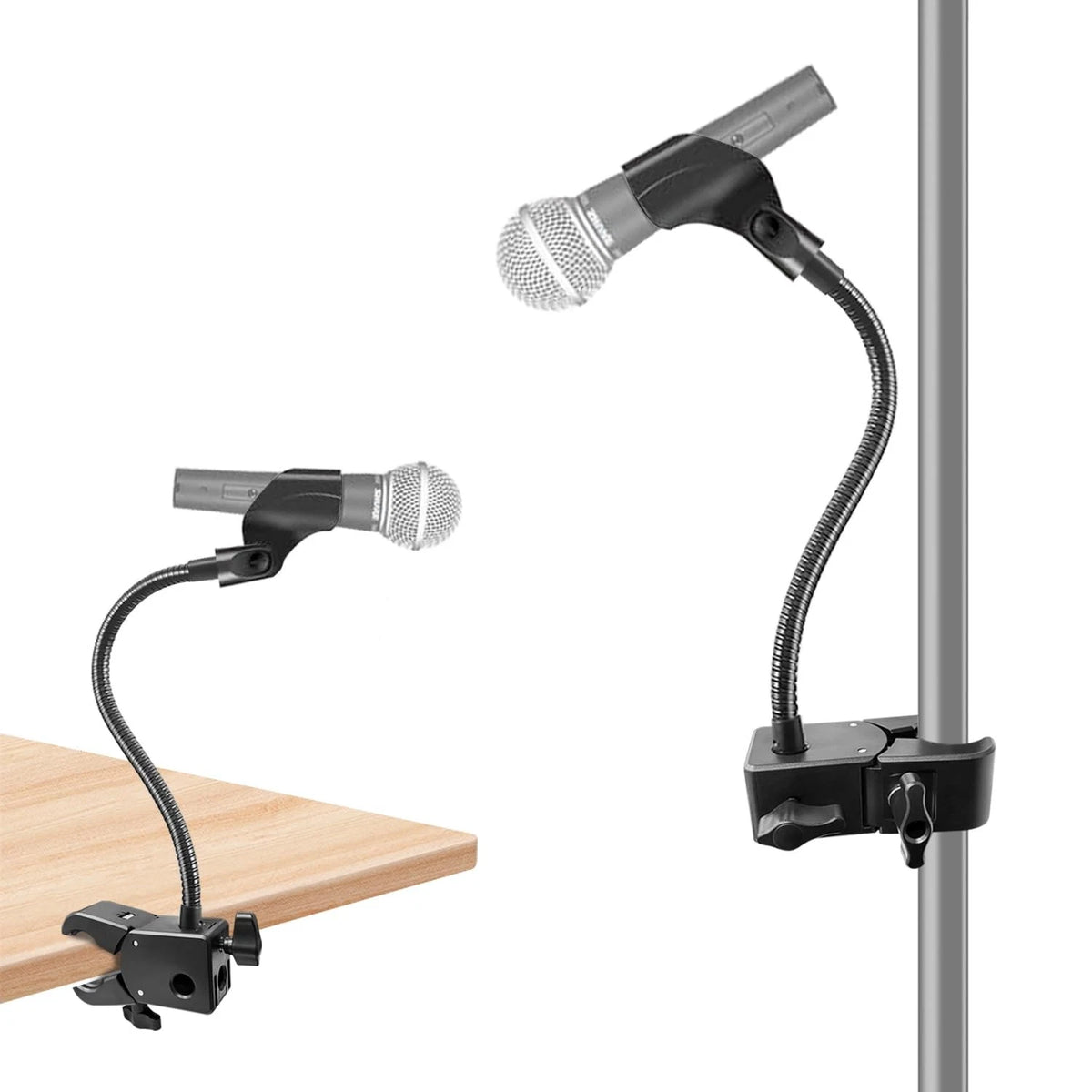 Gooseneck Microphone Stand, Flexible Mic Arm Desk 13 Inch, Black