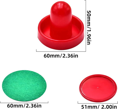 1 Set Mini Air Hockey Pushers and Pucks Great Goal Handles Red
