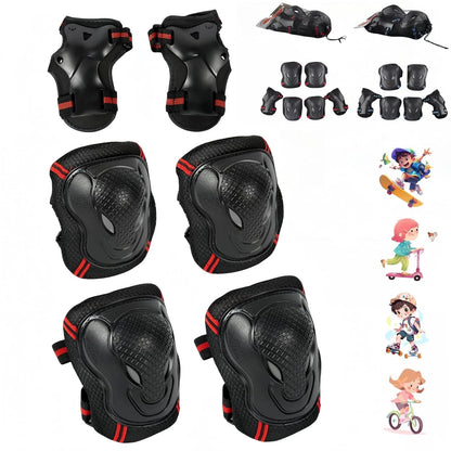 Kids Knee Pads and Elbow Set,Knee for Medium, black&red