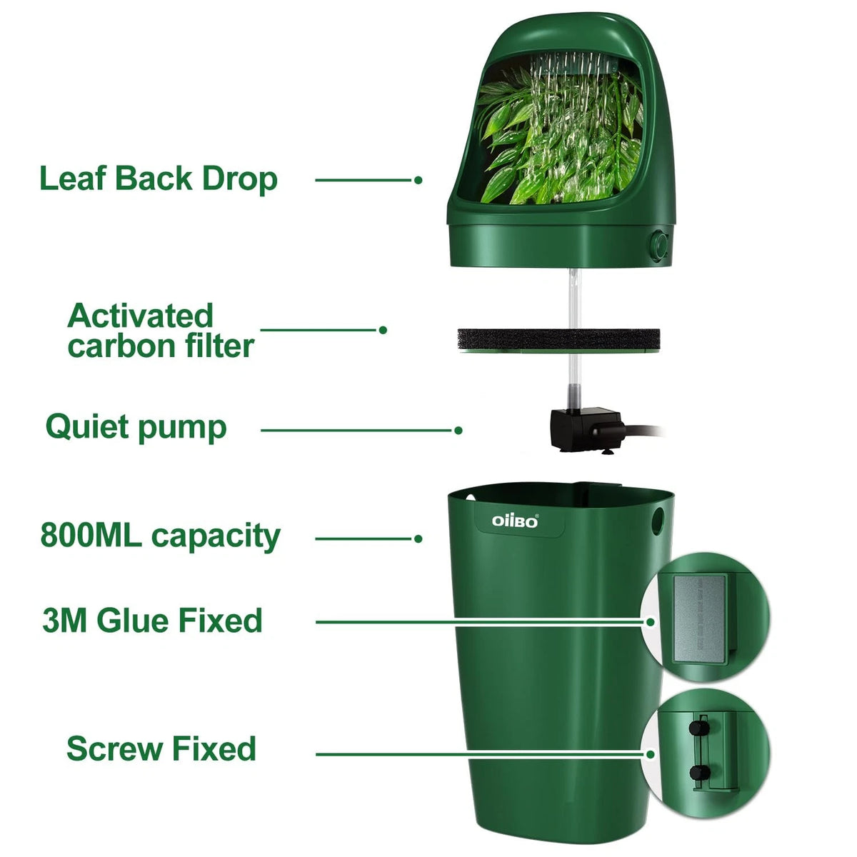 OIIBO Reptile Water Fountain Chameleon Dripper, Green