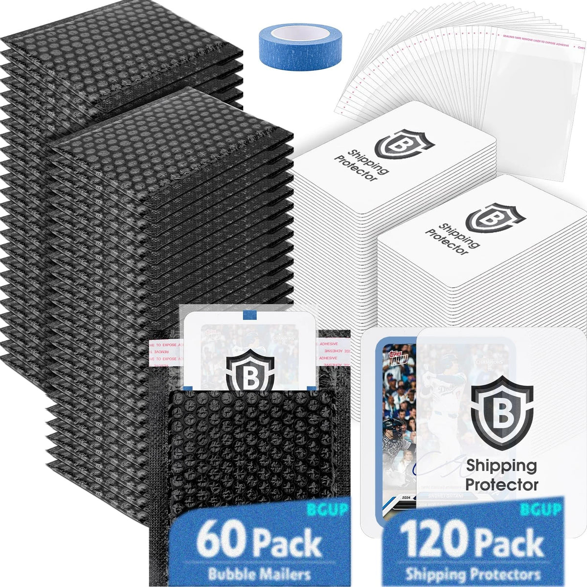 BGUP Trading Card Shipping Supplies Kit, Includes 120 3.5" X 4.5", 60p-S