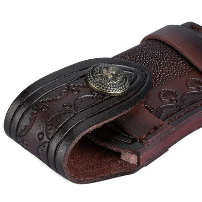 Leather 4'' Folding Knife Holder Sheath Leather Storage Pouch Belt Bag c
