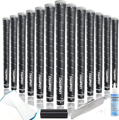 CHAMPKEY WRAP-Y Rubber Golf Grips 13 Pack Come with All Repair Kits - Black