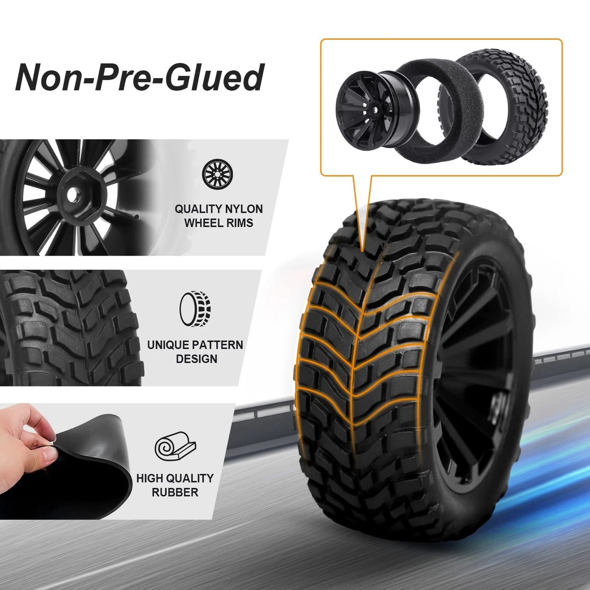 HobbyPark Outer Diameter 2.99 inch / 76mm Rubber RC inches (76mm), Black