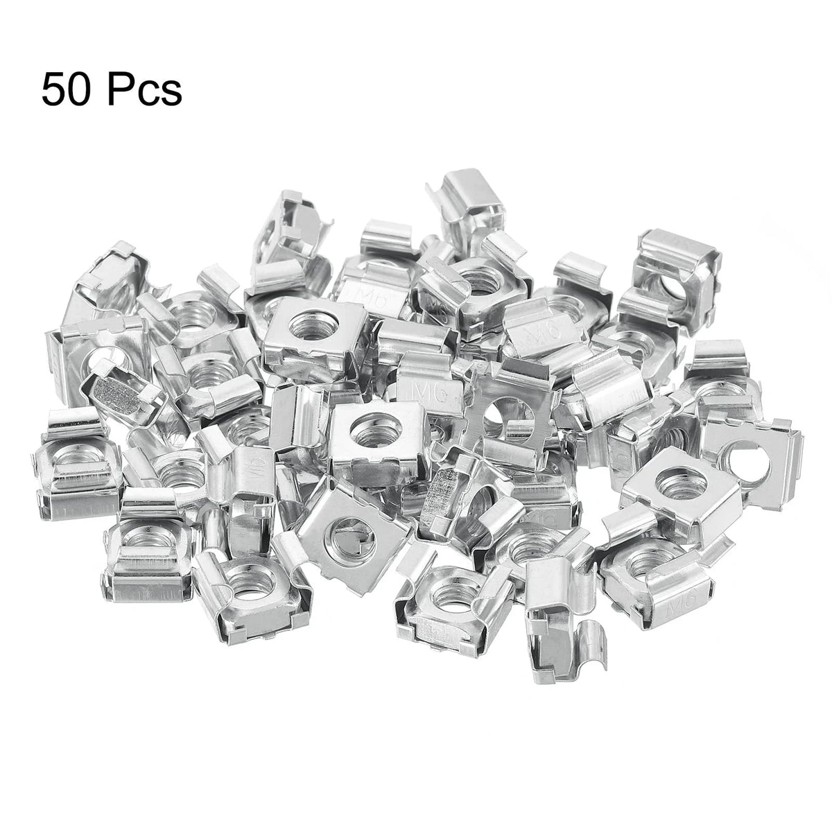 uxcell M6 x 1mm Cage Nut, 50Pcs Snap-in Nuts, Carbon Steel Zinc x