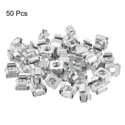uxcell M6 x 1mm Cage Nut, 50Pcs Snap-in Nuts, Carbon Steel Zinc x