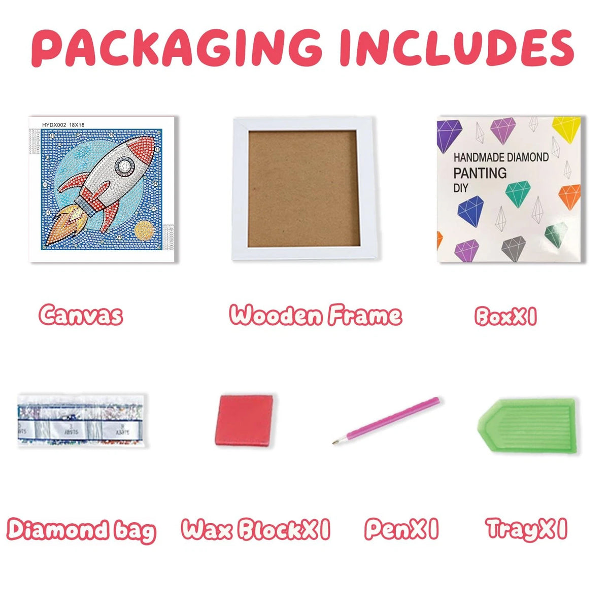 Pxzcrypha Rocket Diamond Art Kits for Kids with Frame,Diamond 7x7inch,