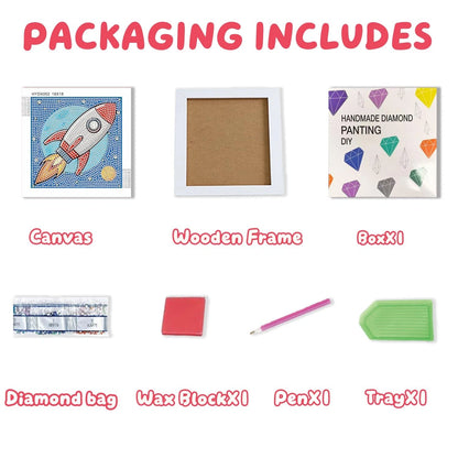 Pxzcrypha Rocket Diamond Art Kits for Kids with Frame,Diamond 7x7inch,