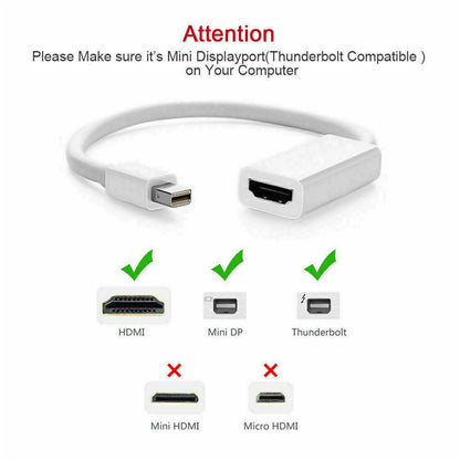 Mini DP Thunderbolt To HDMI Cable Converter 4K For MacBook Surface Mac iMac