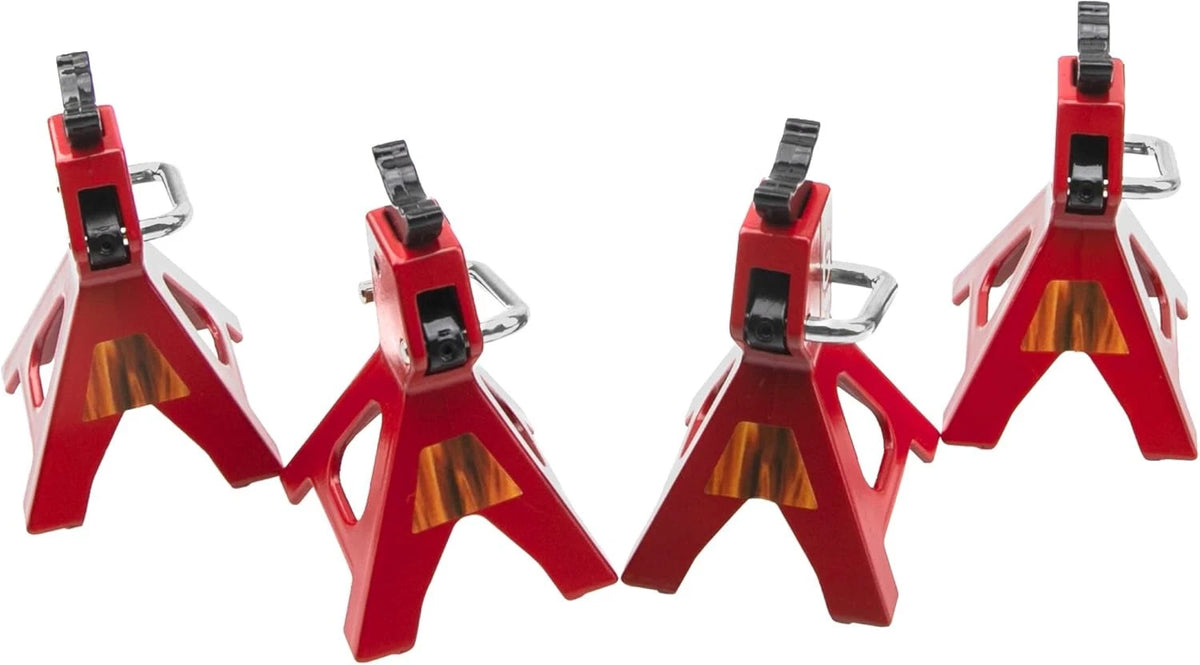 4Pcs Vgoohobby 1/10 RC Scale Toy Decoration Metal Jack Stands Red