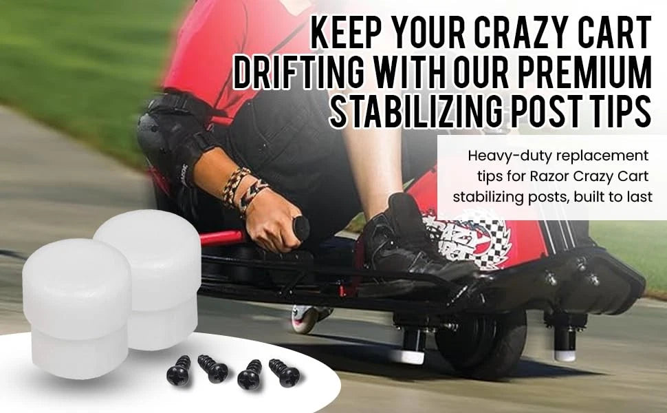 Plastic Tips for Razor Crazy Cart - Premium White Post (Set X-Large