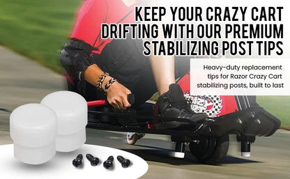 Plastic Tips for Razor Crazy Cart - Premium White Post (Set X-Large