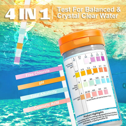 Dr.Tim.Wang Pool and Hot Tub 4 IN 1 Test Strips, 4 1 Strips