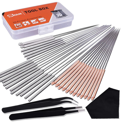 SIQUK 33 Pcs 3D Printer Nozzle Cleaning Tools Kit 30 0.15mm, 0.25mm,...