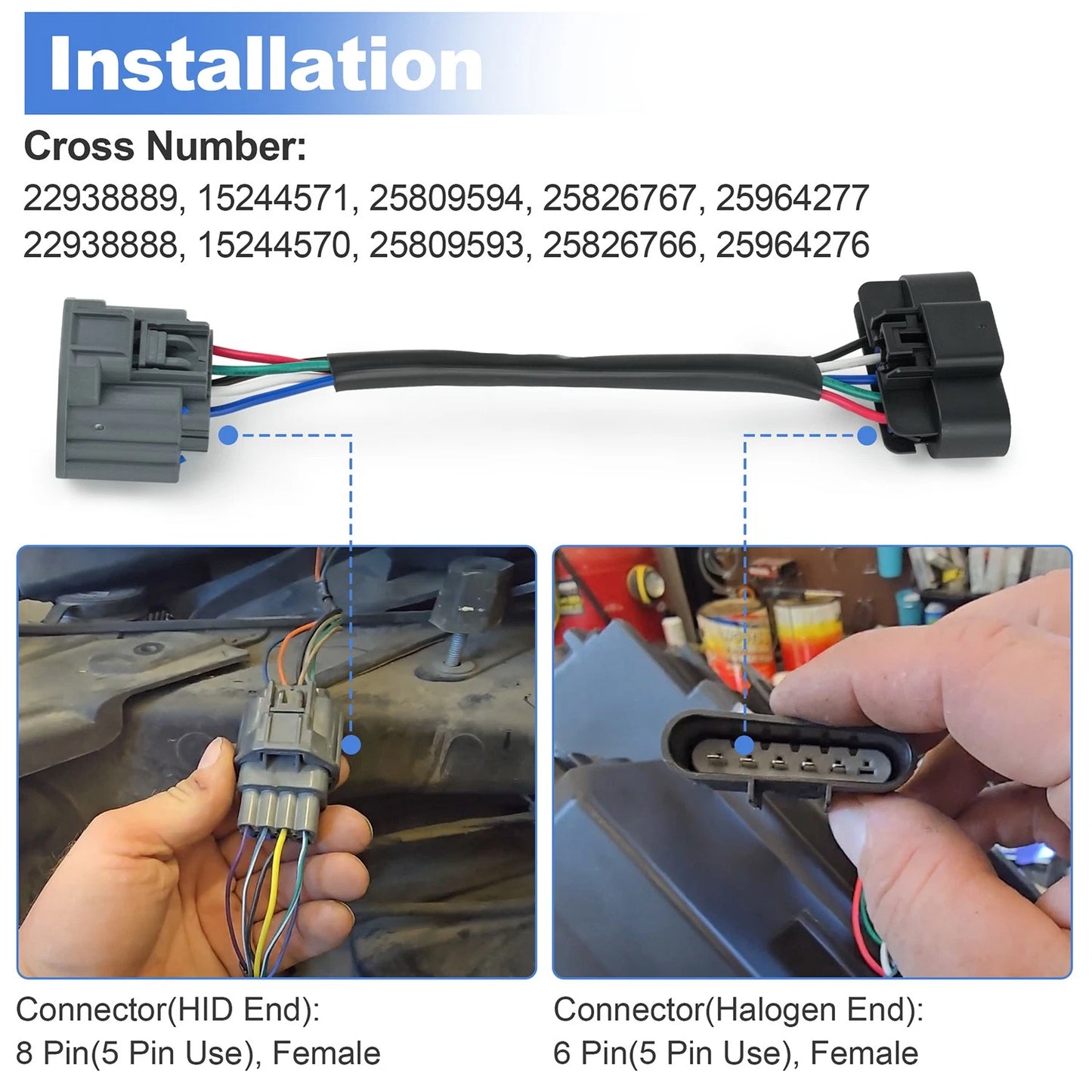 HID/Halogen Headlamp Wiring Harness Set for 2007-2012 GMC Acadia Left Right Side