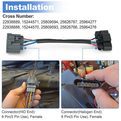 HID/Halogen Headlamp Wiring Harness Set for 2007-2012 GMC Acadia Left Right Side
