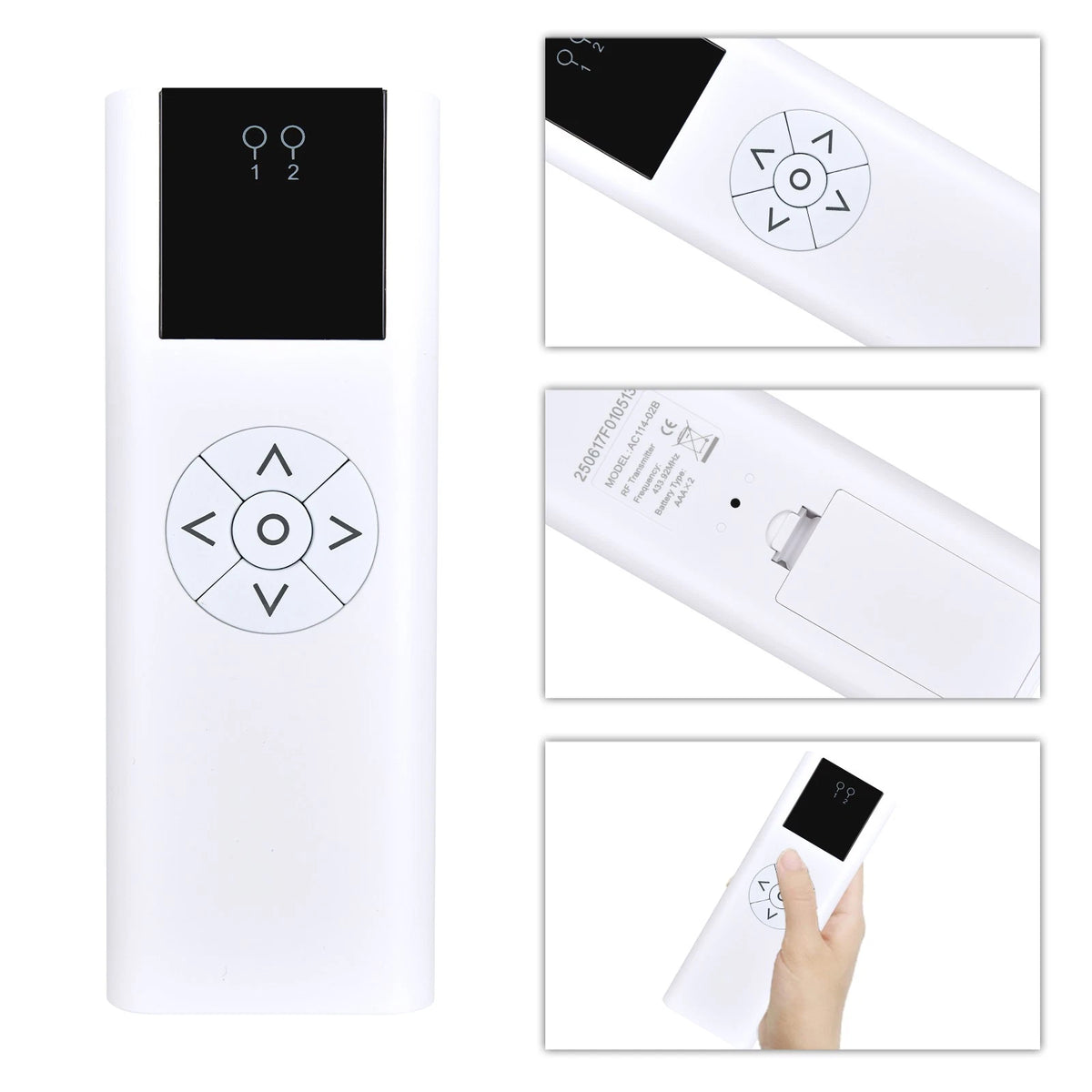AC114-02B 02 Channel Remote Control For Motorized Wireless Blinds Controller