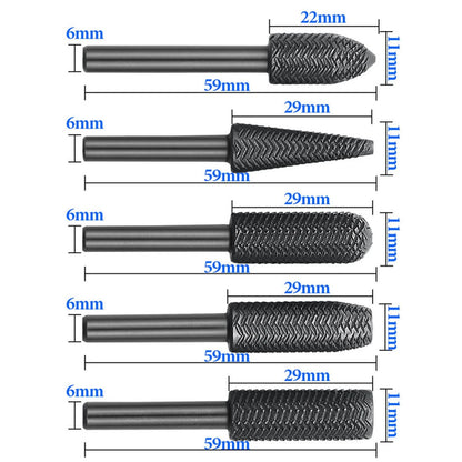 5pcs 6cm Metal Cutter Drill Bits Rotary Bits Rasp For Steel Grinding Carving F