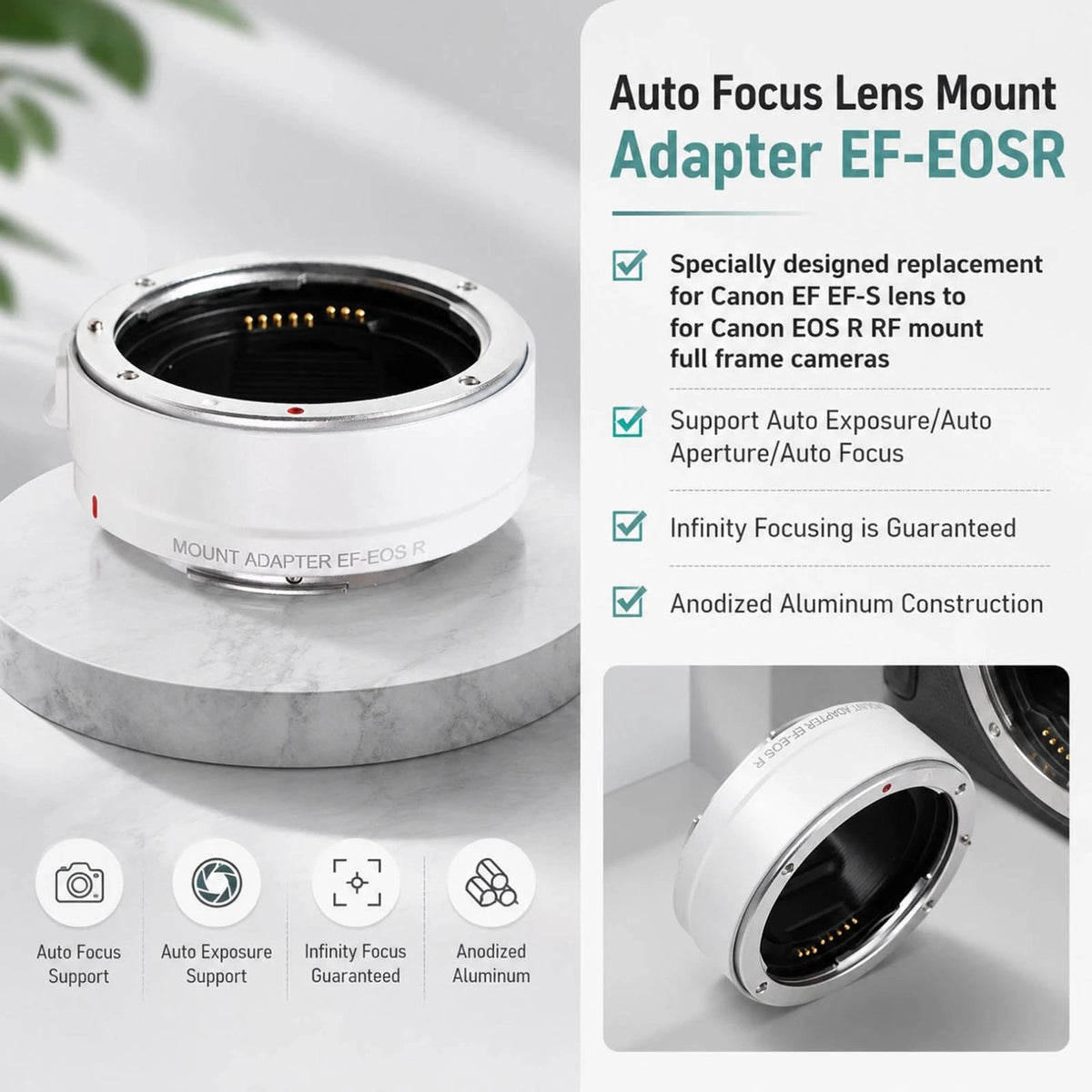 EF-EOS R Auto Focus Lens Adapter For Canon EF EF-S Lens To EOS R RF Mount Camera