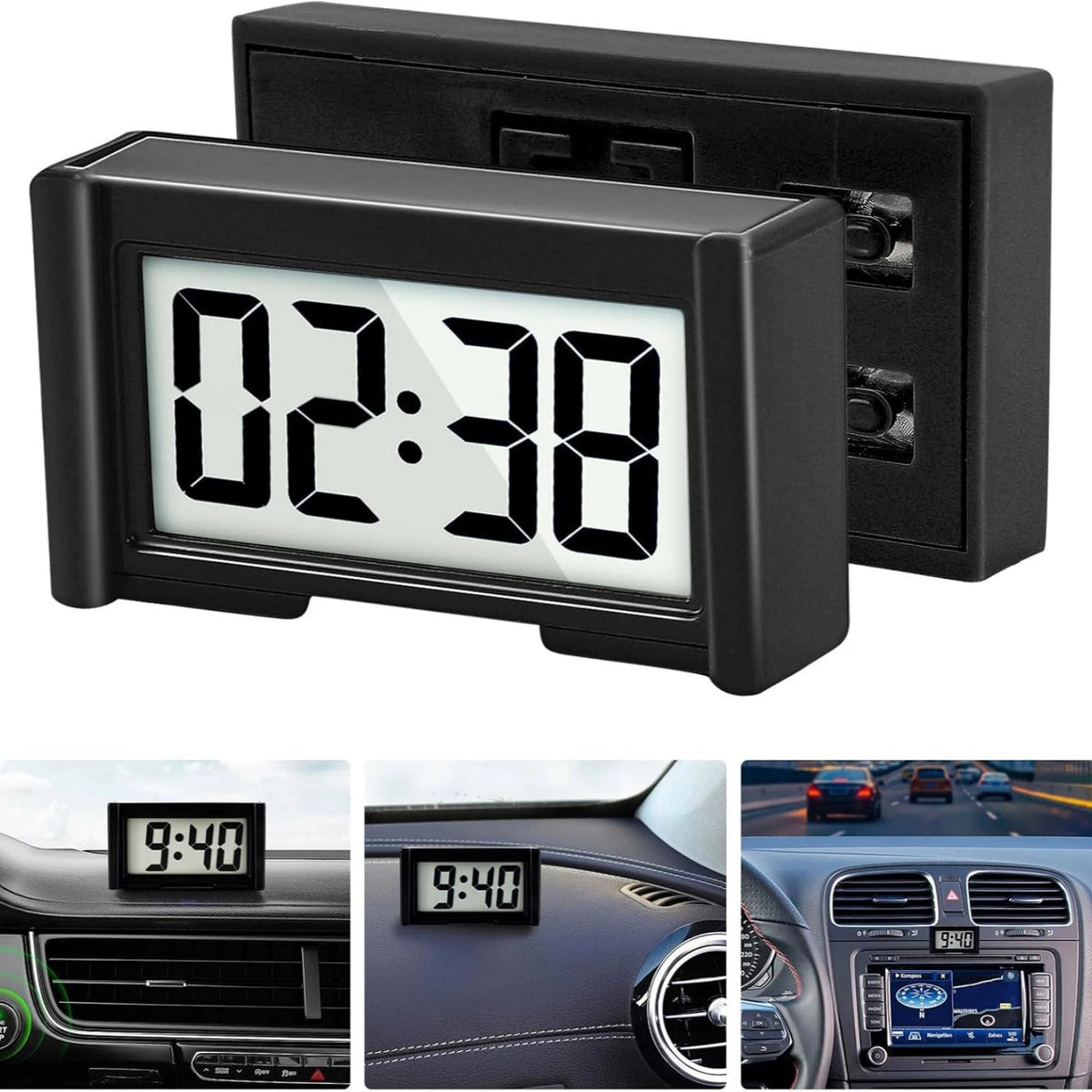 Durable 3 Pack Mini Digital Clock Small Adhesive Stick On Battery Operated Clock