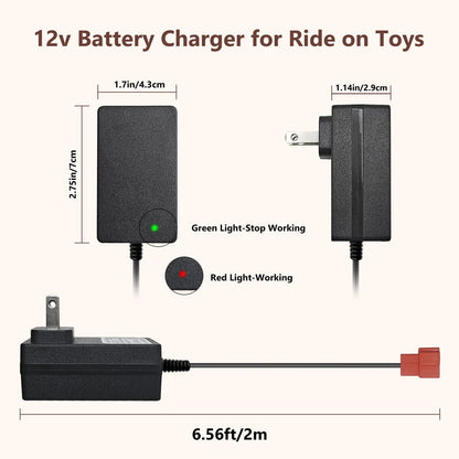 6 Volt Battery Charger for Kids Electric Car, Compatible with Charger, red