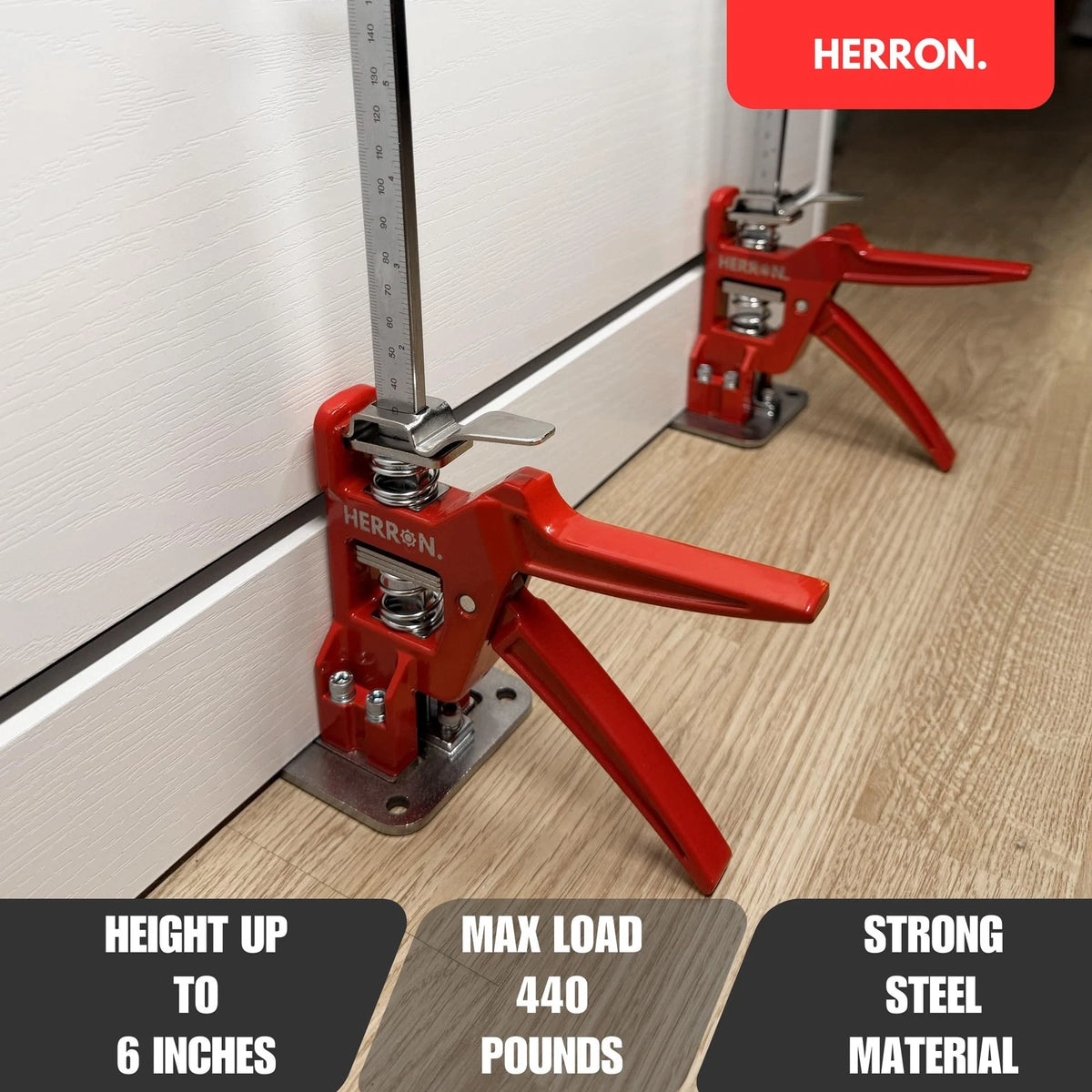440 lbs Hand Lifting Jack Tool 2-Pack, Cabinet Lifter with Measuring Red