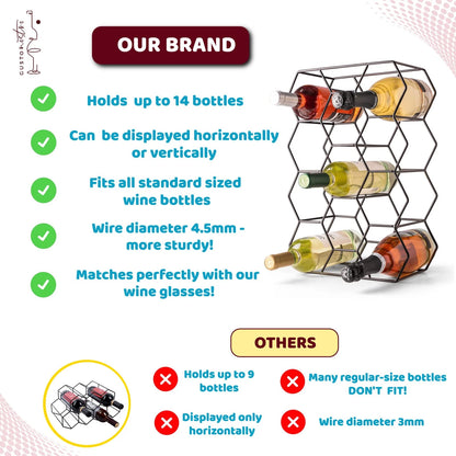 Gusto Nostro Countertop Wine Rack - 14 Bottle Freestanding 14 Bottles, Black