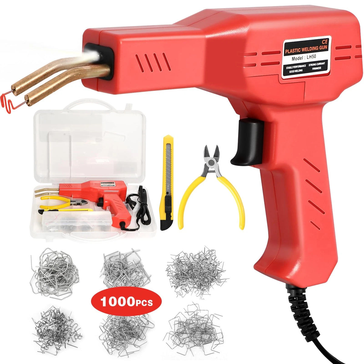 ATOLS Upgraded Plastic Welder, 1000PCS Staples, Pure Copper Red-Corded